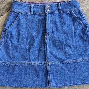 Tommy Hilfinger, Blue Denim Mini Jean 18" Skirt, Medium Wash, 2 Pockets, Size 4
